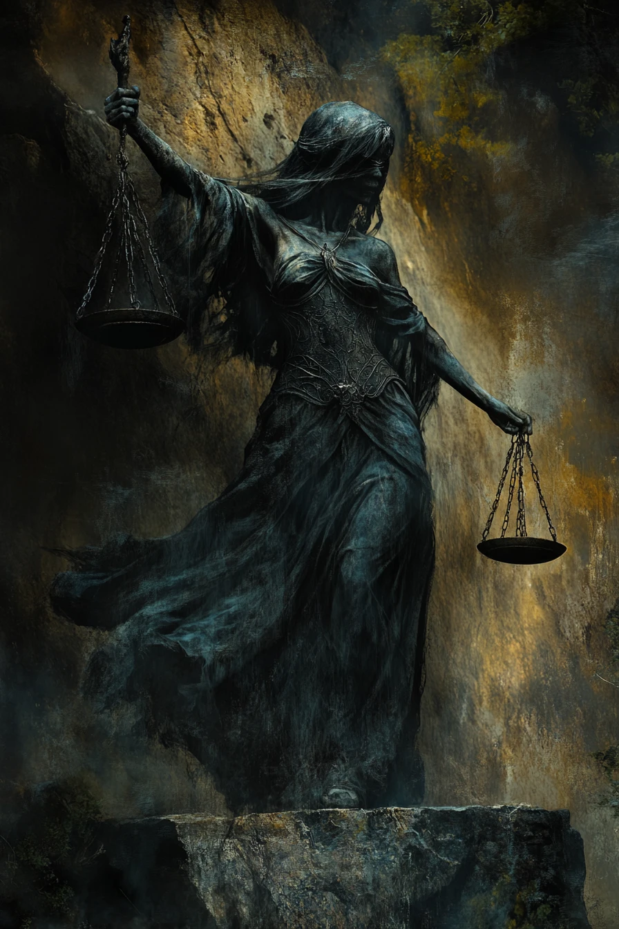Cold precise figure emerging from the quiet dark night