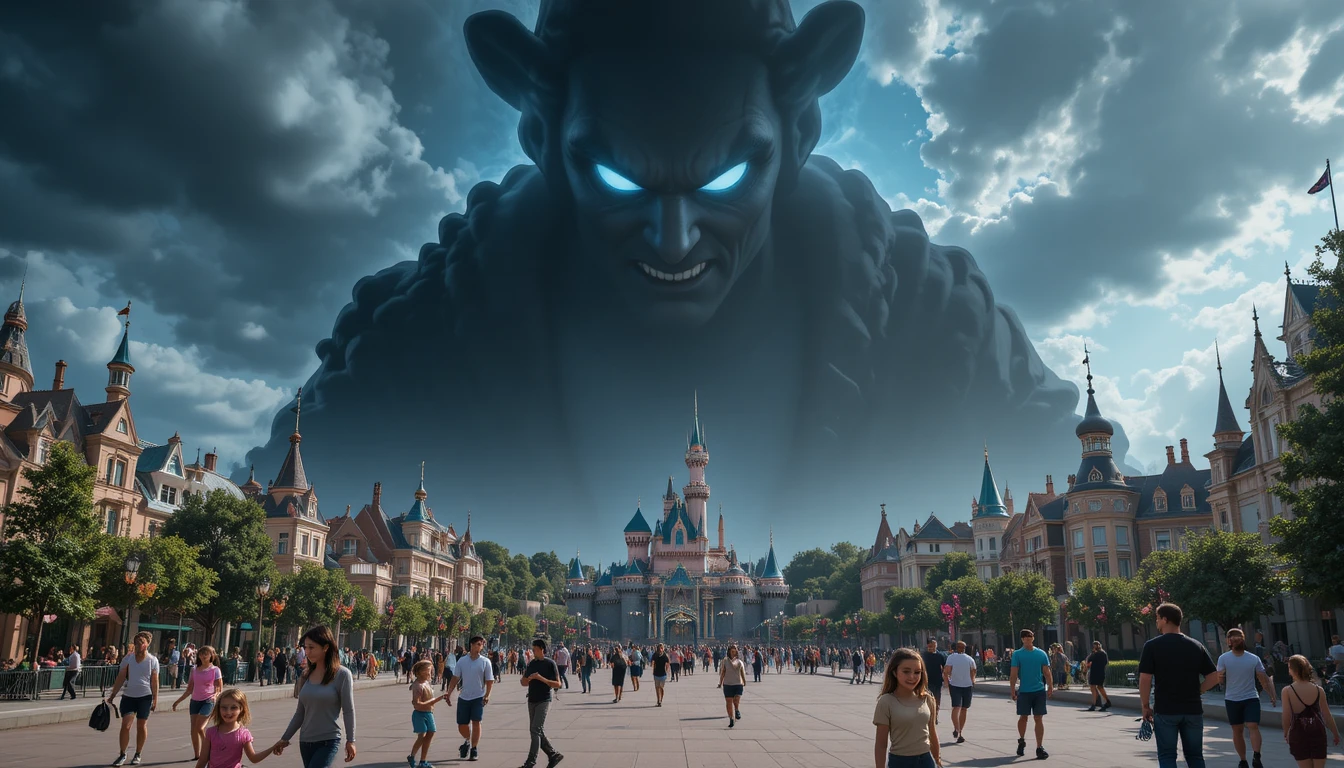 Figura sombria pairando sobre o parque da Disneyland Paris