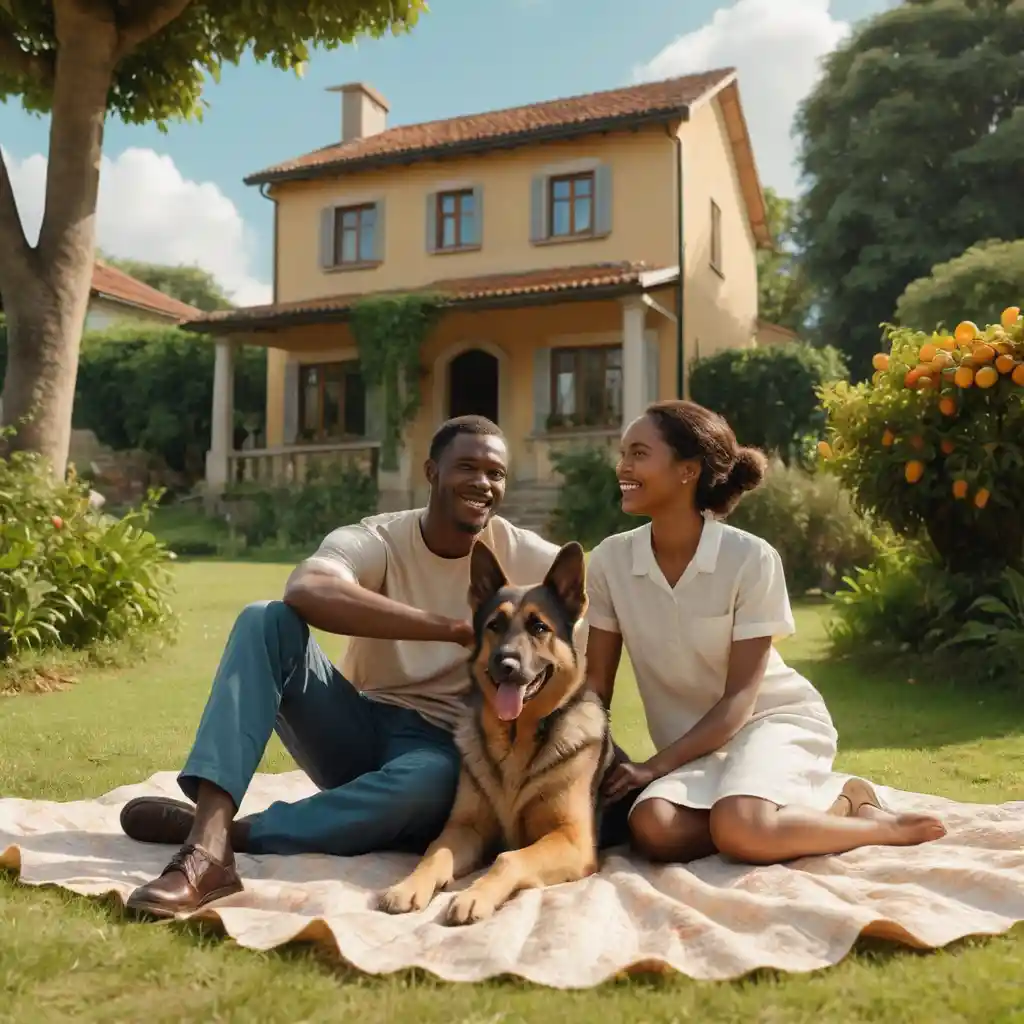 African family relaxing together in a sunny garden