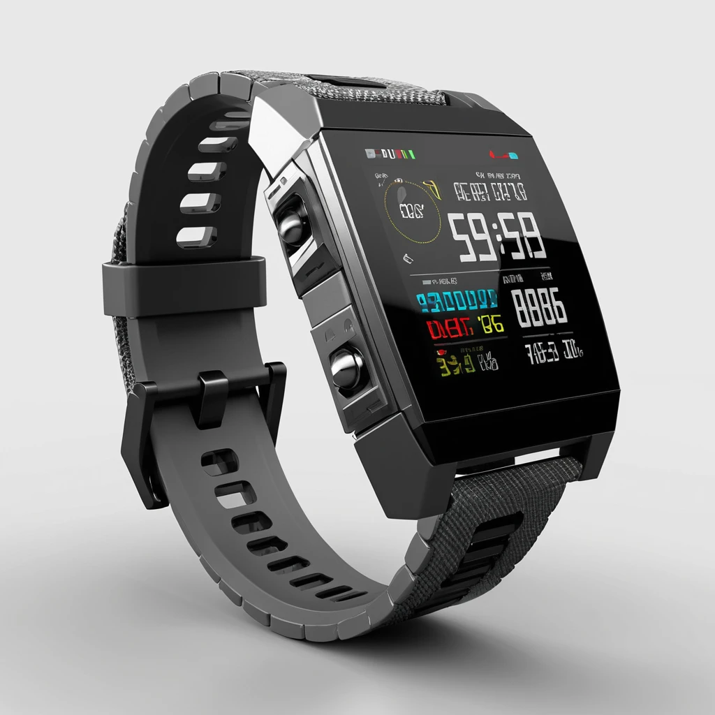 Futuristic Wristband With Touchscreen And Technical Interface