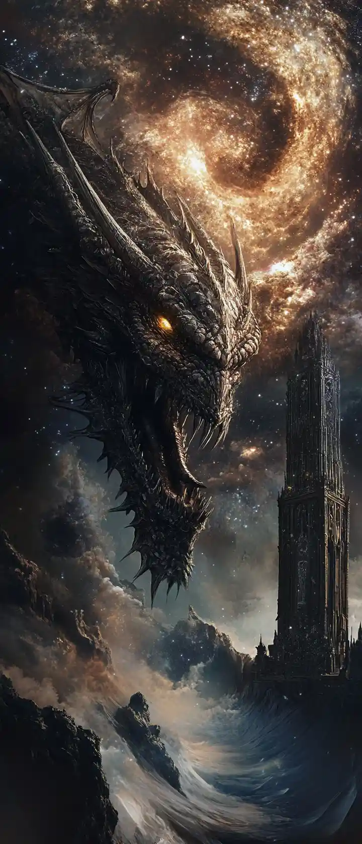 Teschio Colossale di Drago con Architettura Cosmica Gotica
