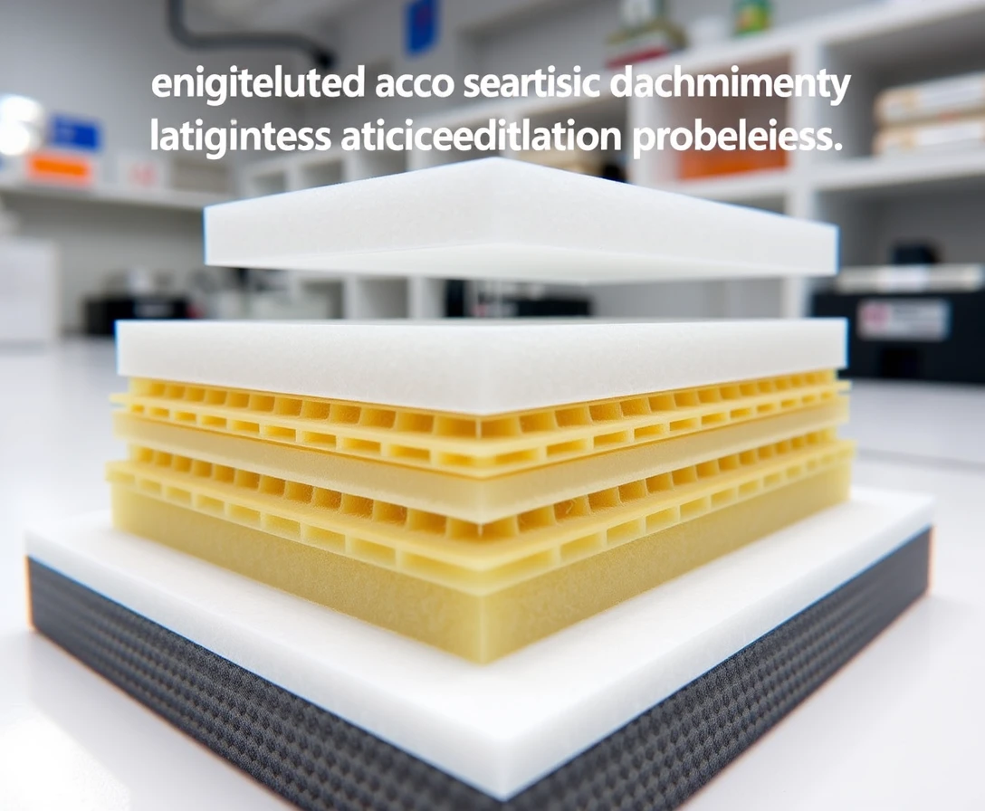 Close up of engineered acoustic damping material in lab