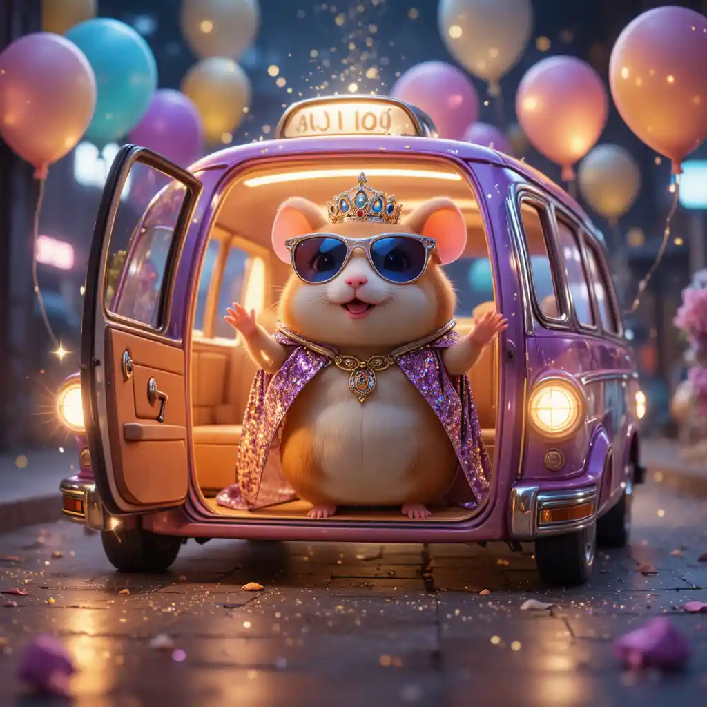 Cute Hamster Superstar Arrives In Glowing Birthday Limousine