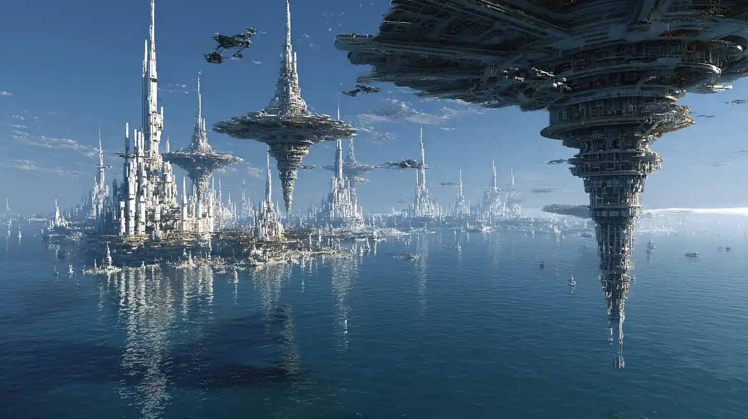 Vast Futuristic Ocean Cities Linked By Elevated Highways