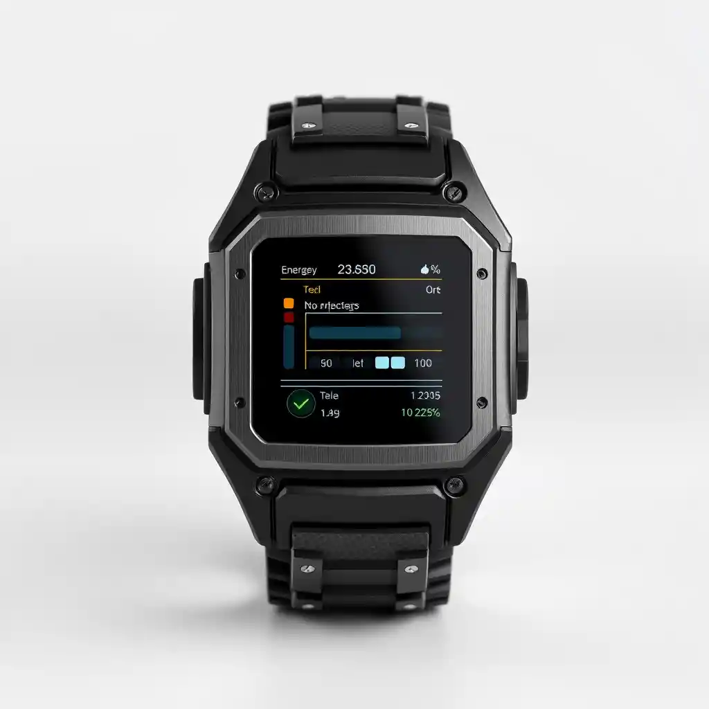 Futuristic wrist device with touchscreen and titanium band