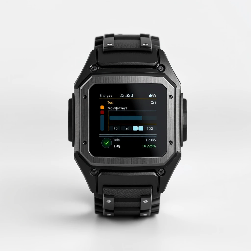 Futuristic wrist device with touchscreen and titanium band