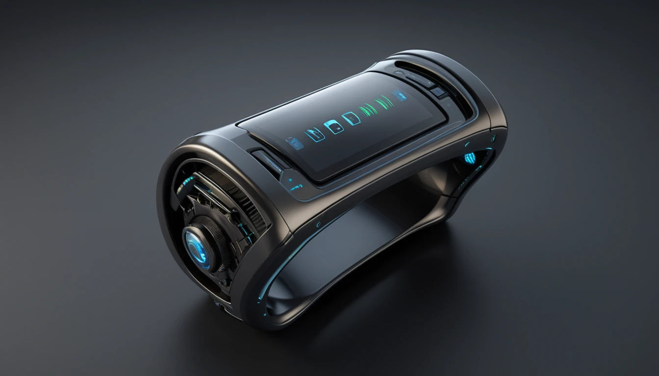 Dispositivo da polso alieno futuristico con touchscreen in vetro illuminato