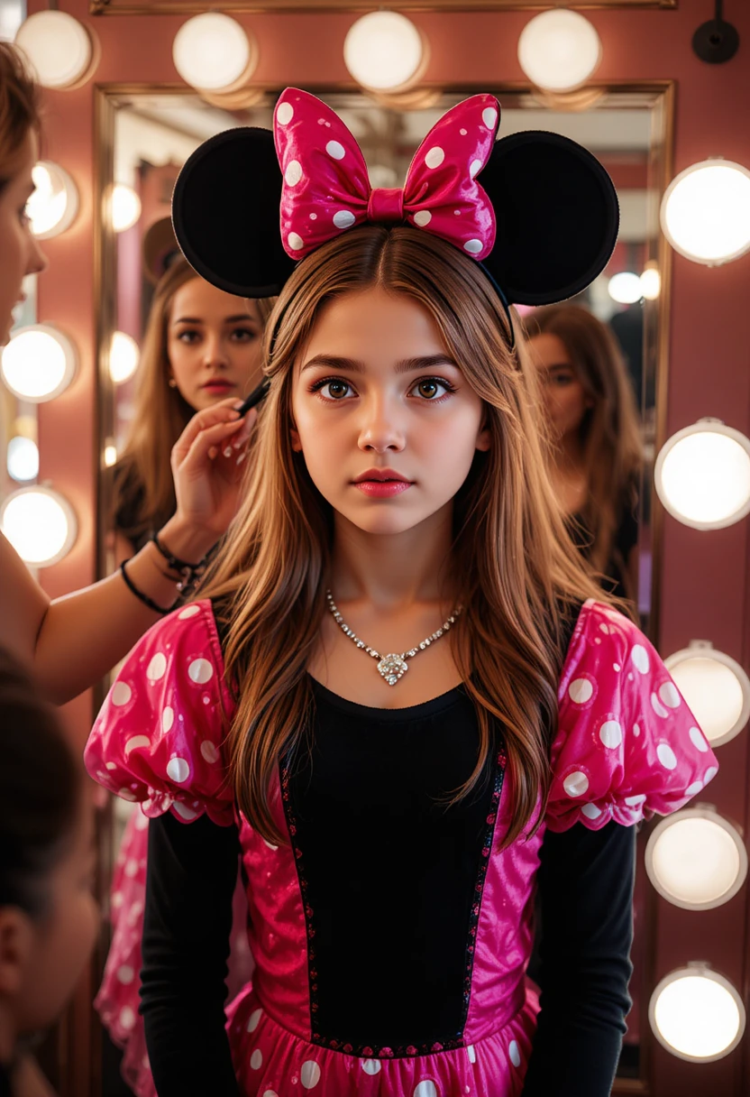 Niño con vestido de Minnie en vestidor de boutique