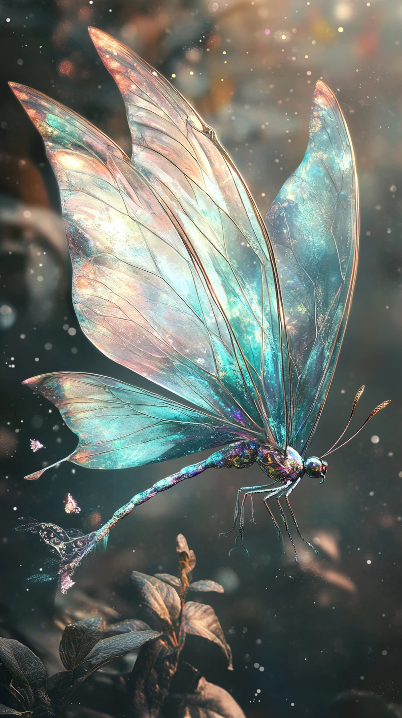 Whimsical Fairy Creature With Delicate Pastel Butterfly Wings