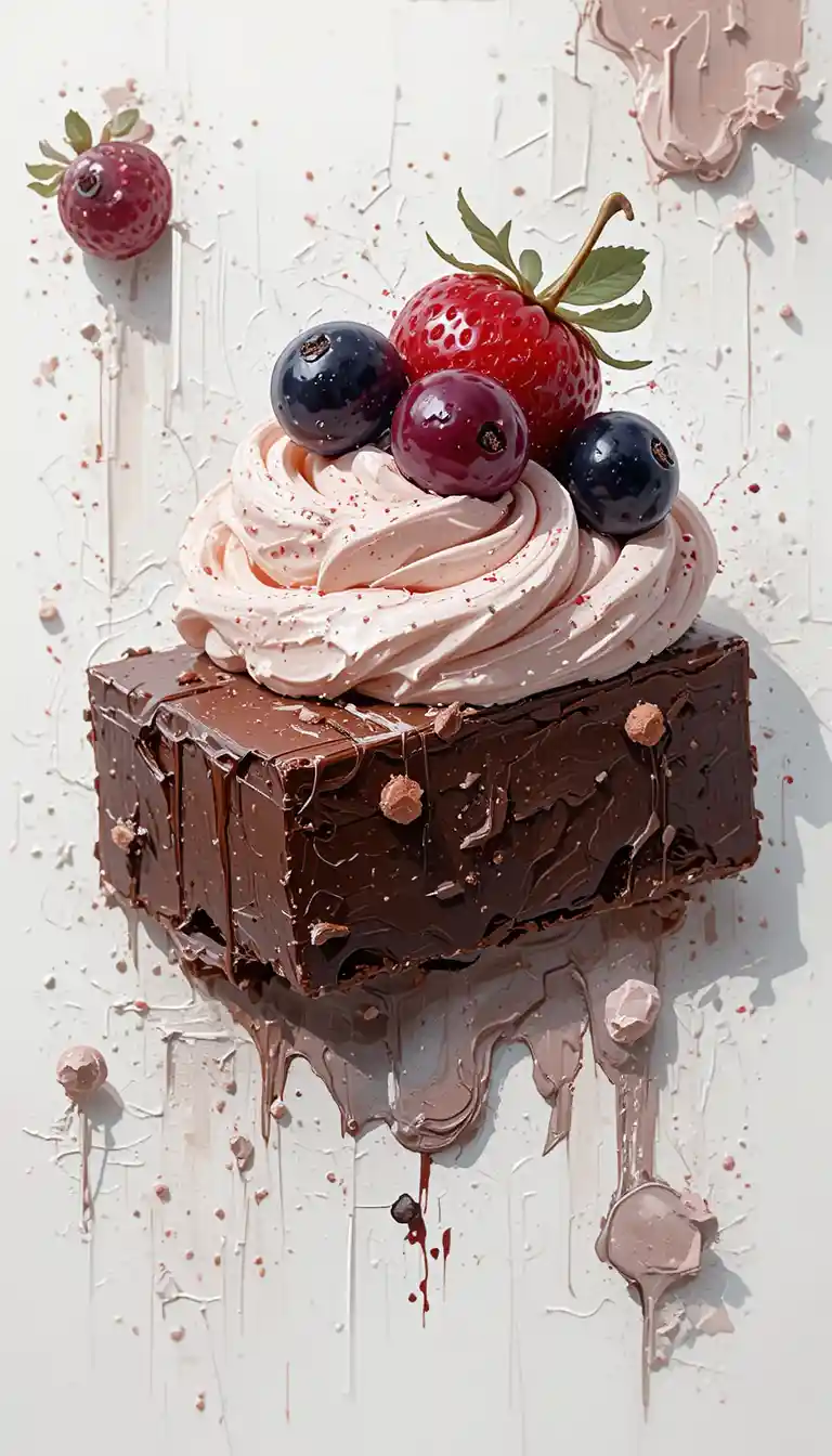 Pintura digital en primer plano de chocolate con frutos rojos