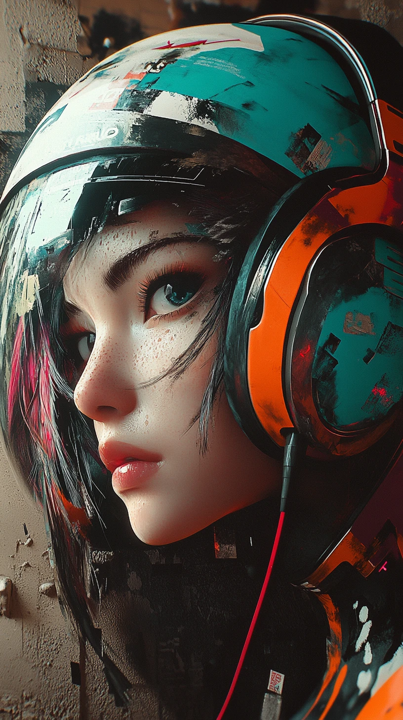 Cyberpunk anime DJ girl in neon nightclub portrait