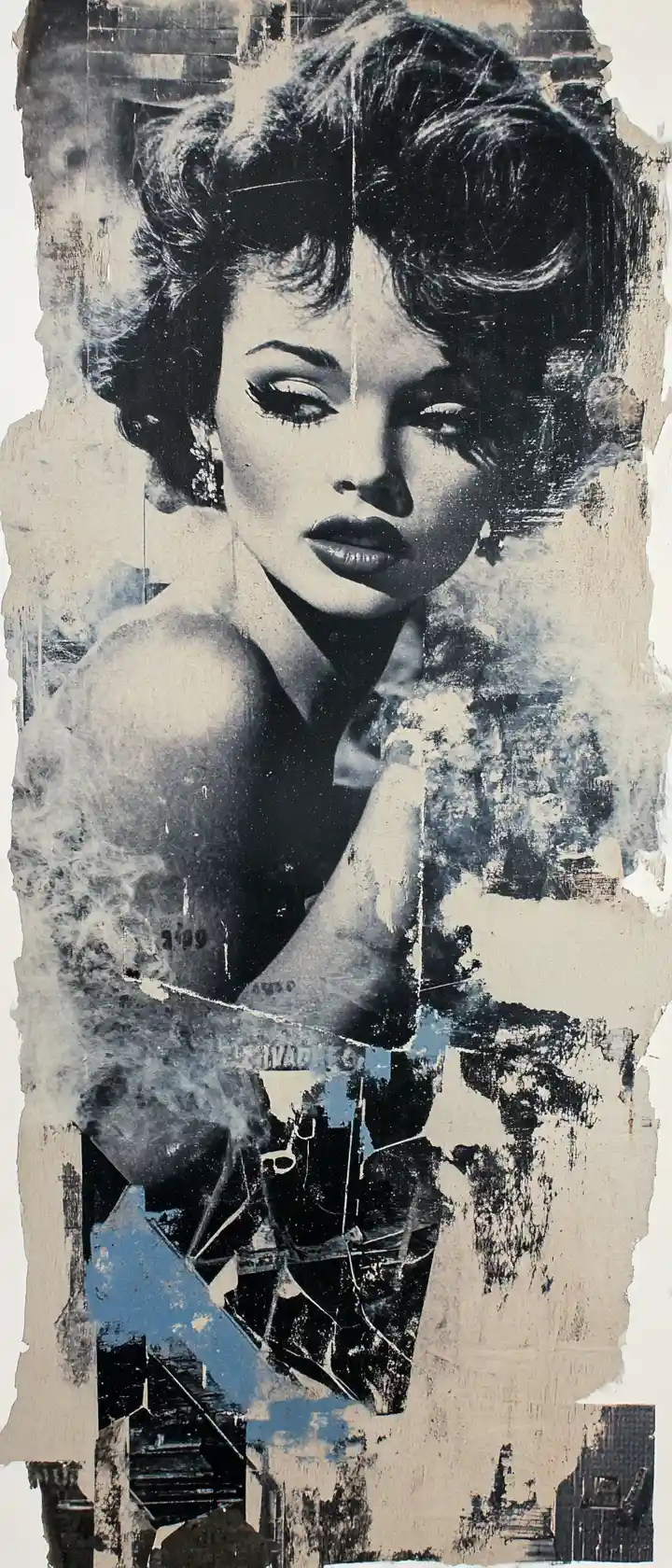 Fragmented monochrome portrait of a woman in bob hairstyle
