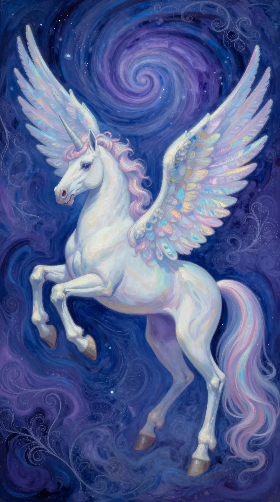 Majestic unicorn in a swirling surreal abstract dreamscape