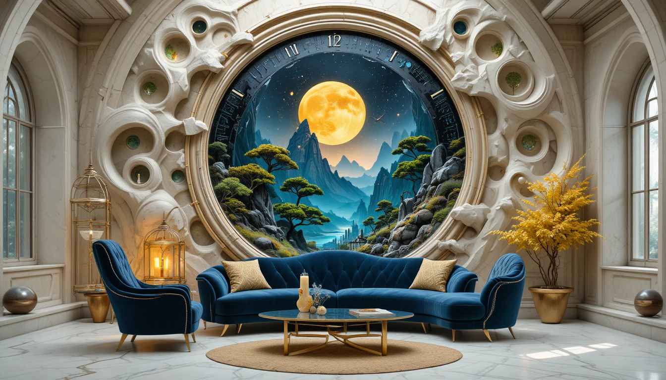 Paisaje Surrealista de Sol y Luna Dentro de un Perfil Humano