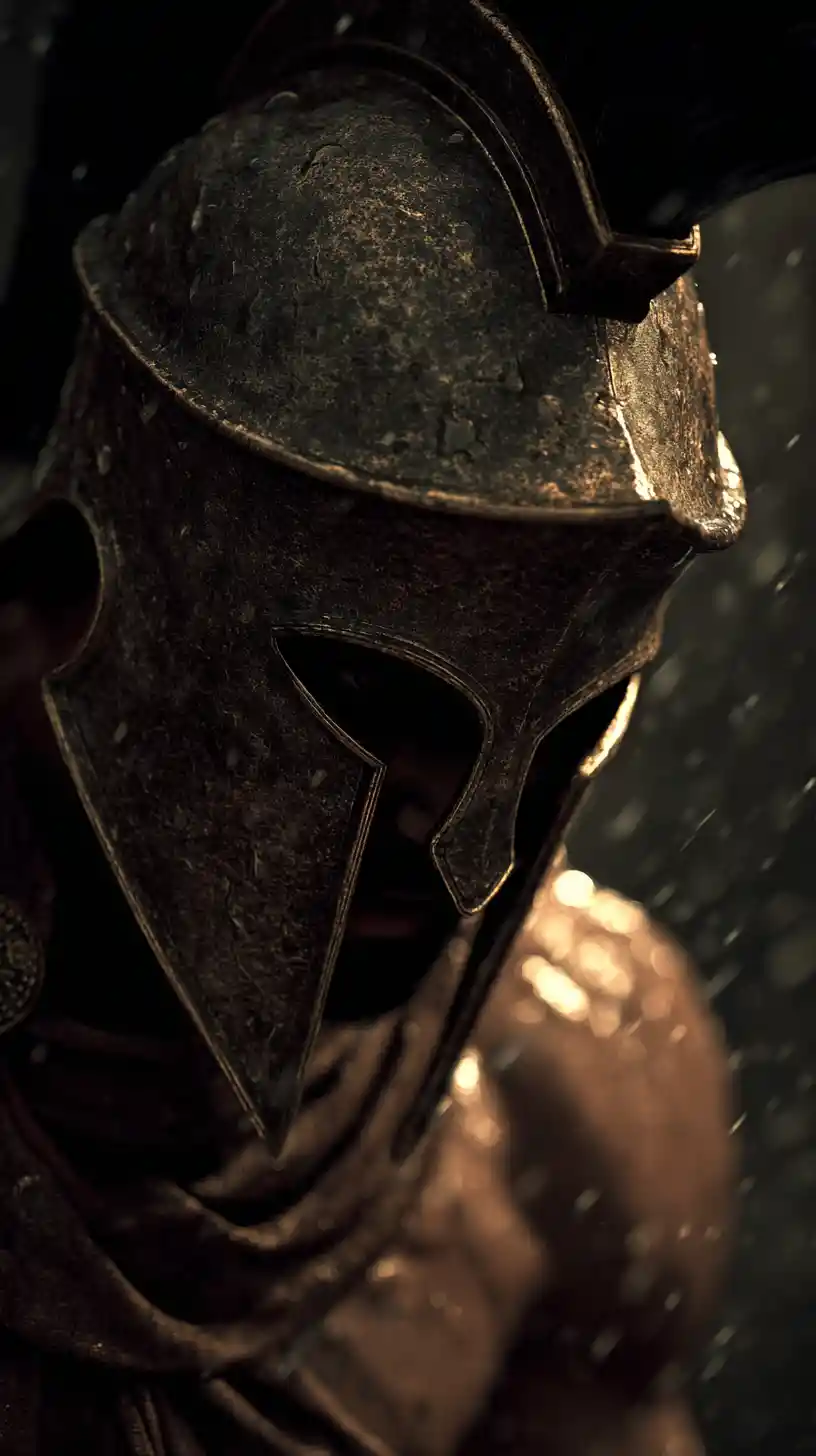 Spartan warrior in full body battle against Persian enemy