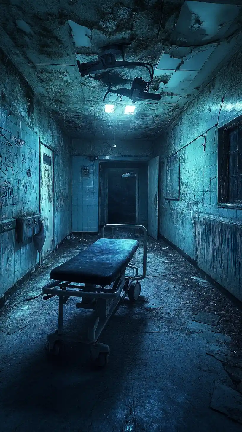 Ghost In A Decaying Abandoned Asylum Corridor