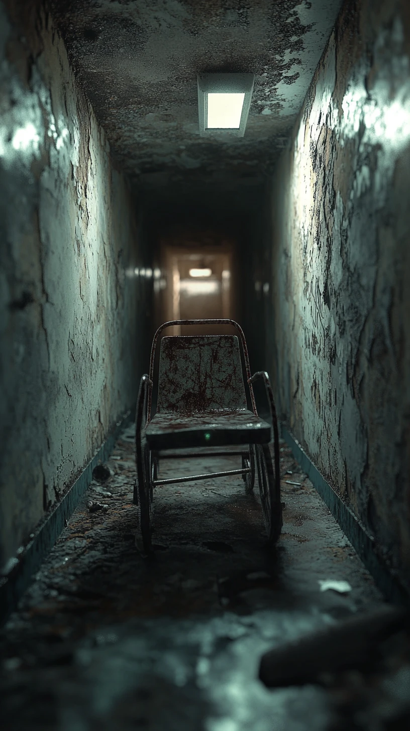 Forsaken Asylum Hall With Rusty Medical Equipment