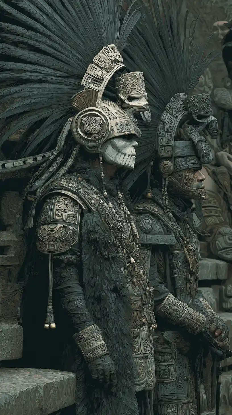 Aztec inspired alien gathering at an ancient ritual temple