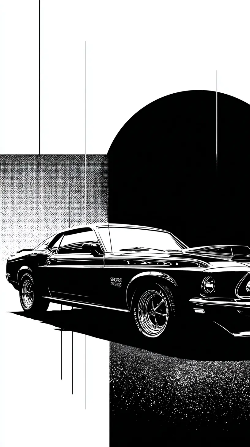 Black futuristic mustang oldtimer car hovering in cityscape