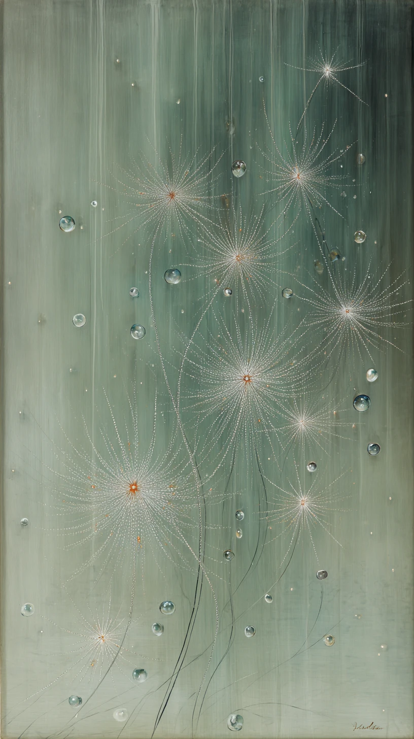 Estrellas luminosas flotantes con delicado trazado floral