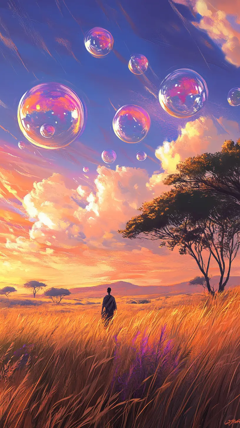 Colorful memories above a vast african savanna