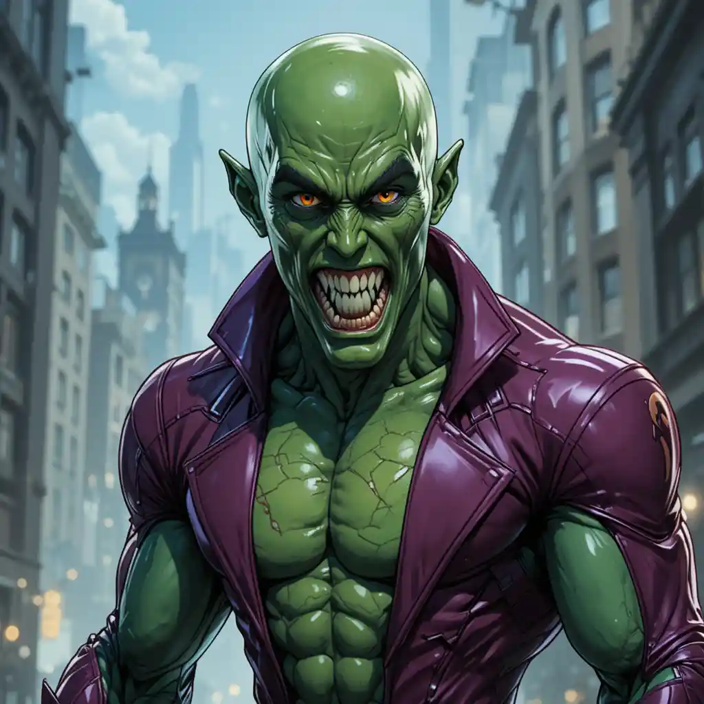 Animated male villain with bald head and yellow eyes