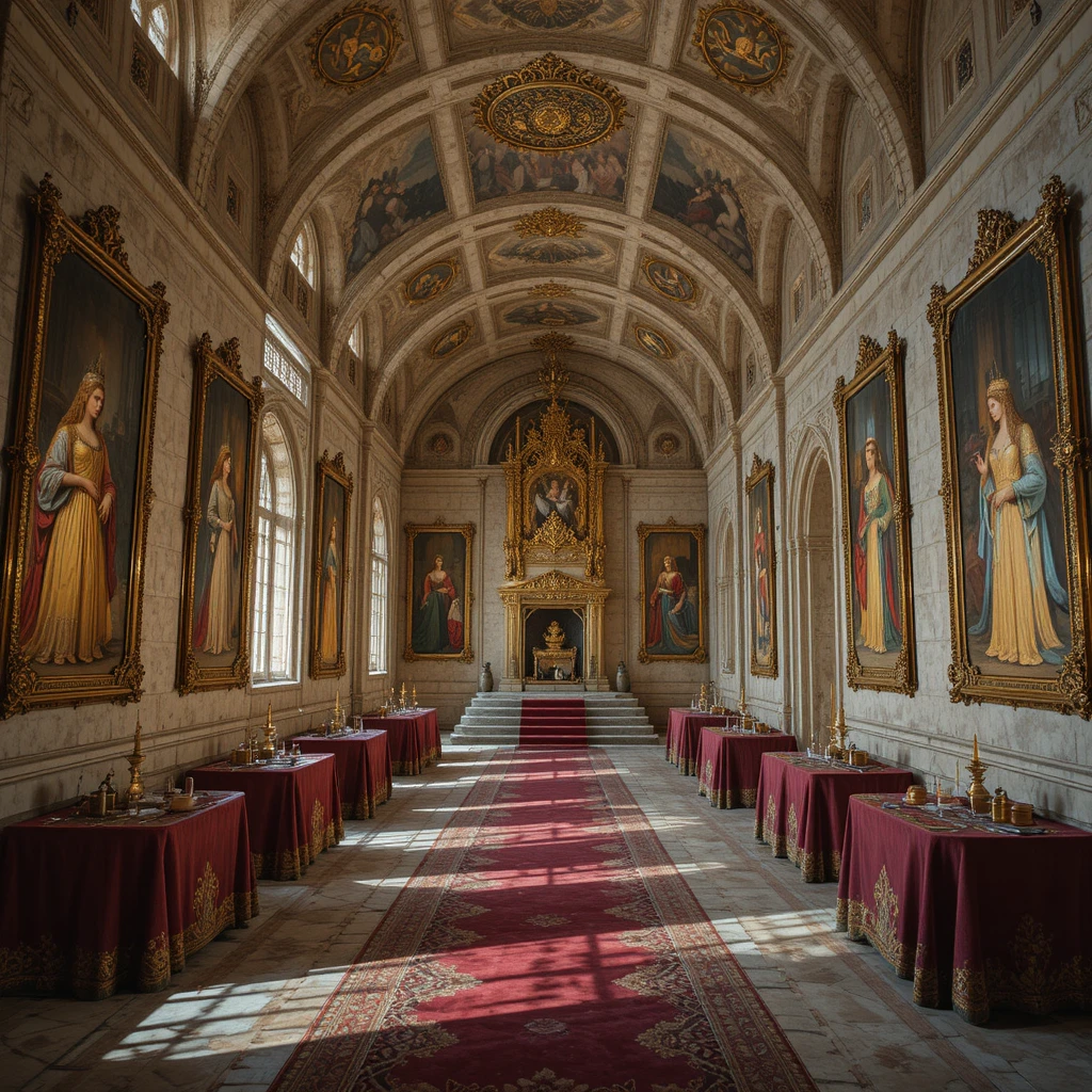 Opulent golden castle corridor leading to a grand throne