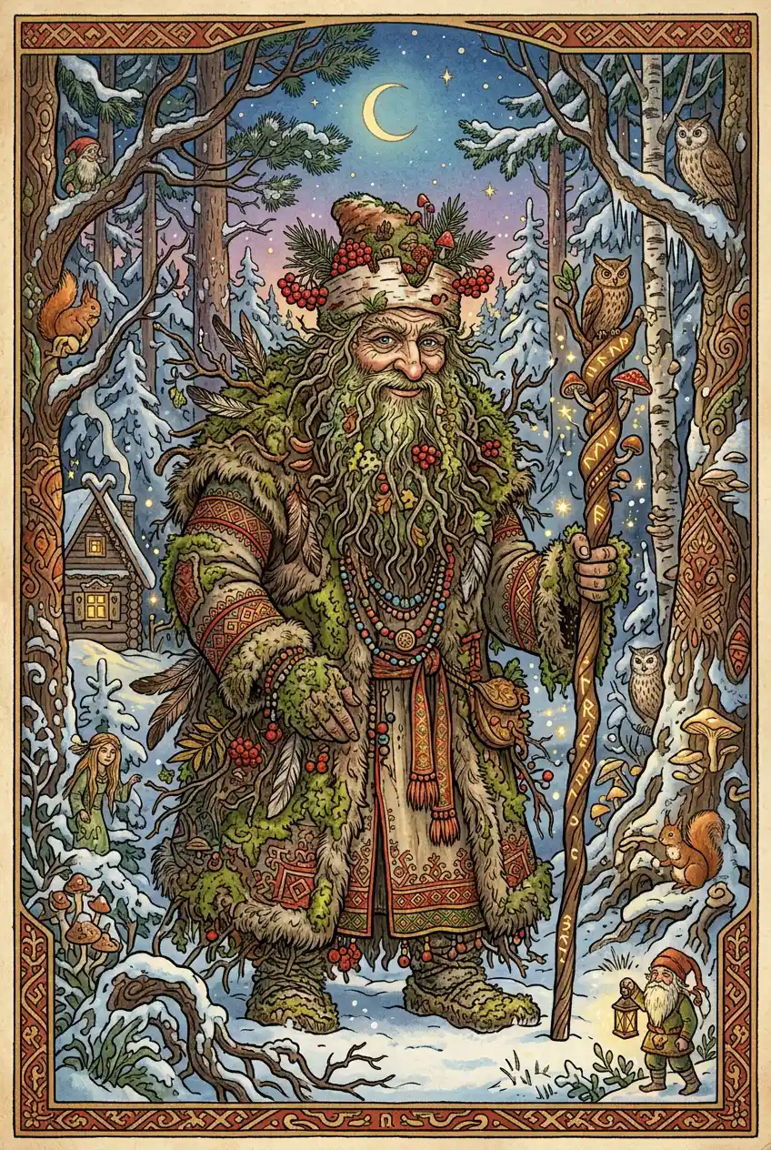 Geheimnisvoller slawischer Märchenmann im kunstvollen Fantasy-Stil