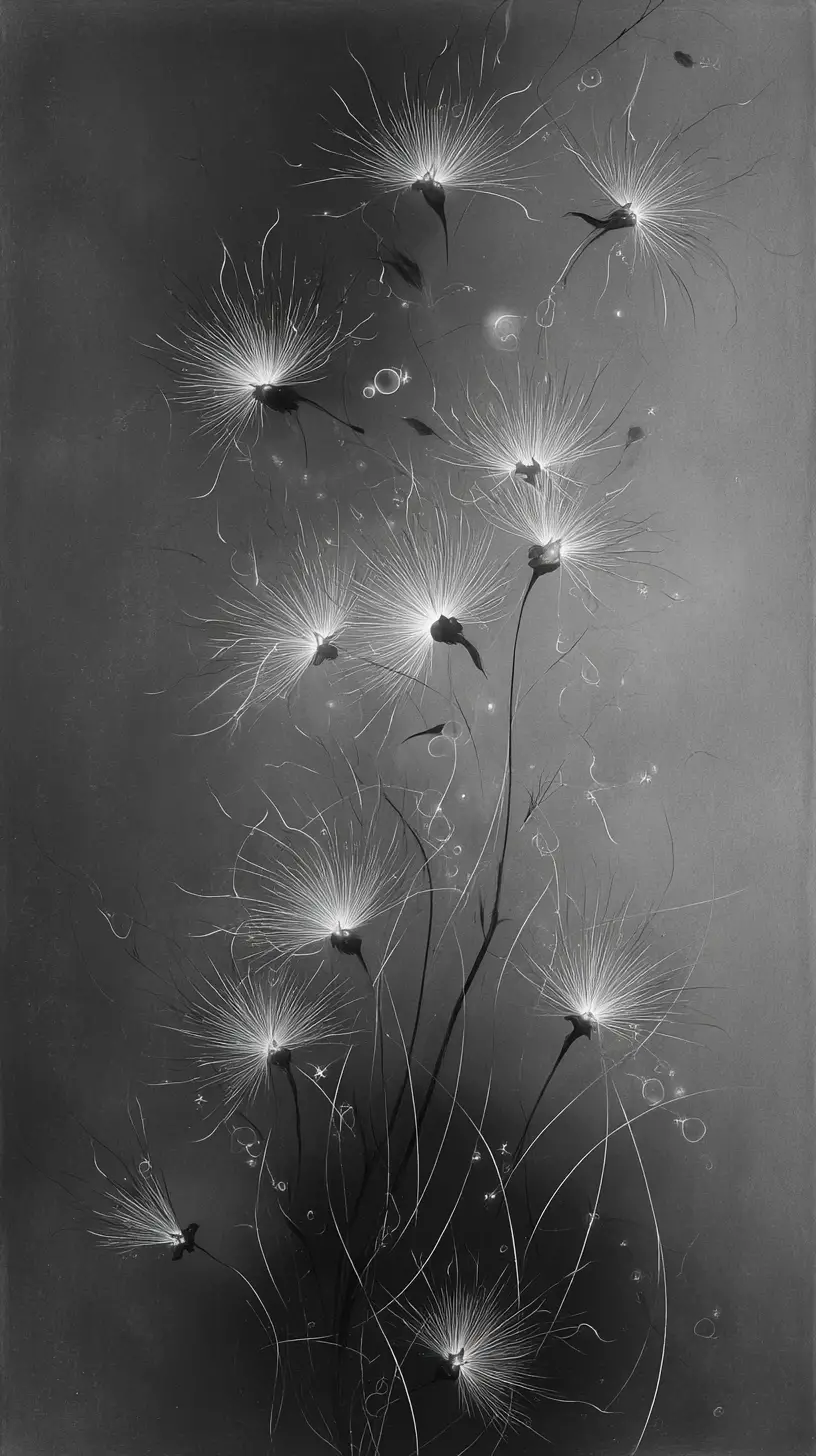 Delicate floating stars with floral linework and glow