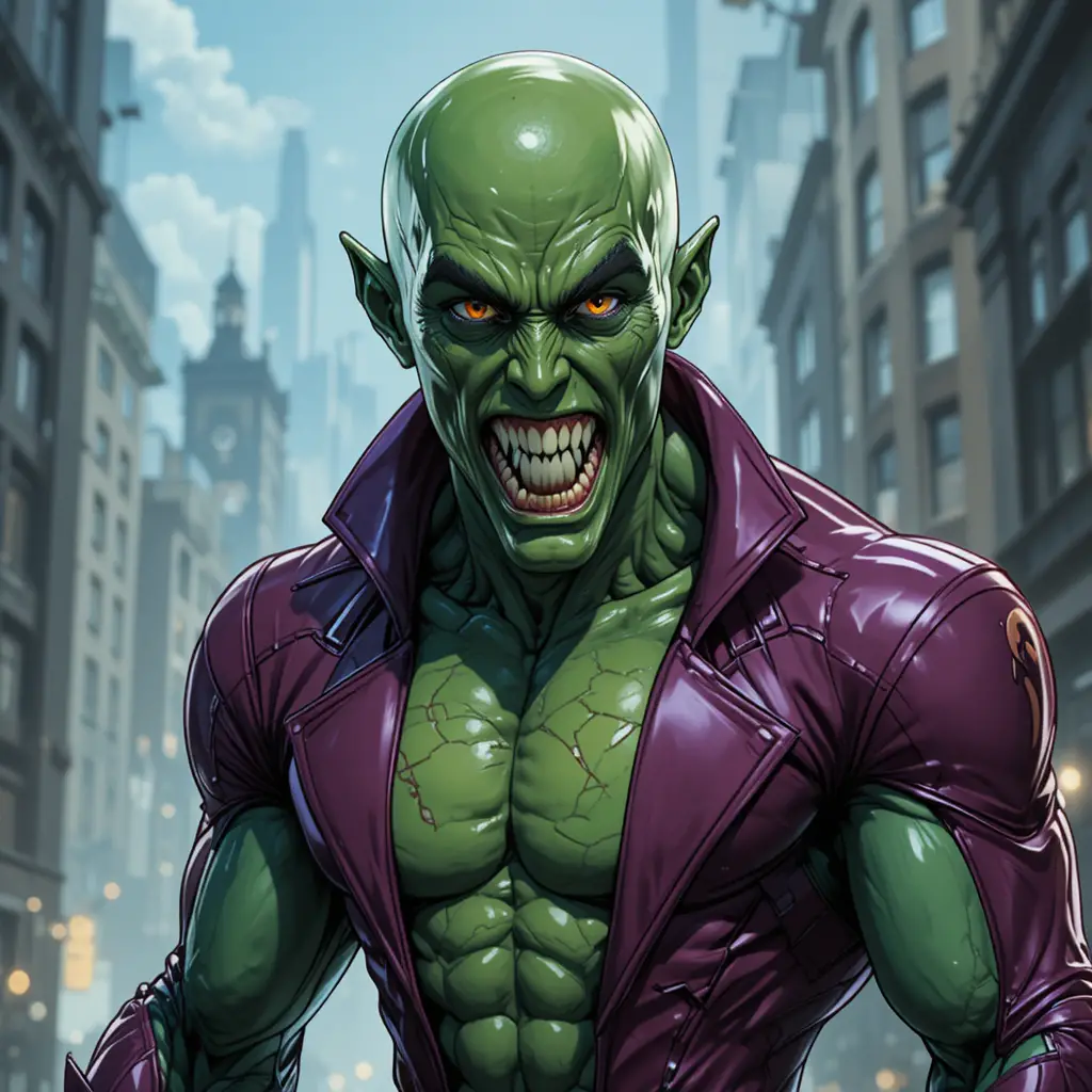 Animated male villain with bald head and yellow eyes
