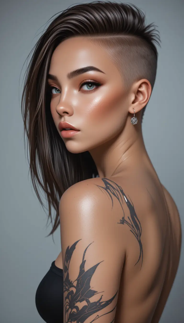 Confident woman with undercut hairstyle beauty portrait