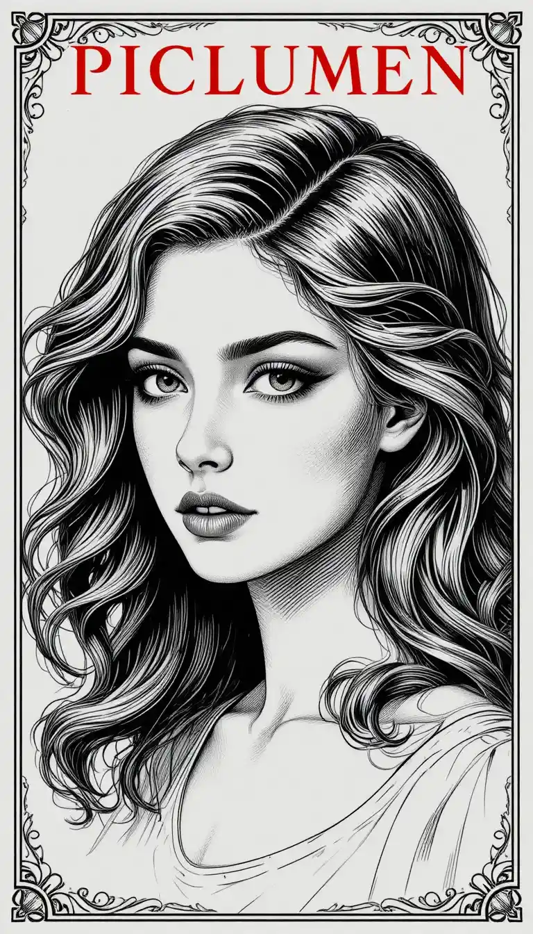 Ritratto vintage inciso di una donna dai capelli fluenti