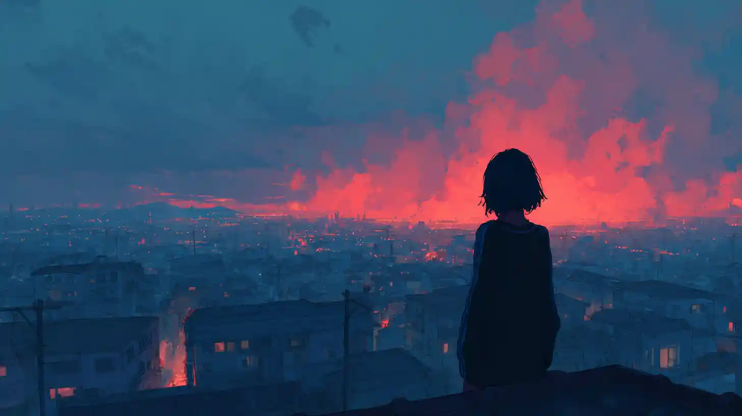 Tristo mietitore ritratto in una drammatica illustrazione in stile anime