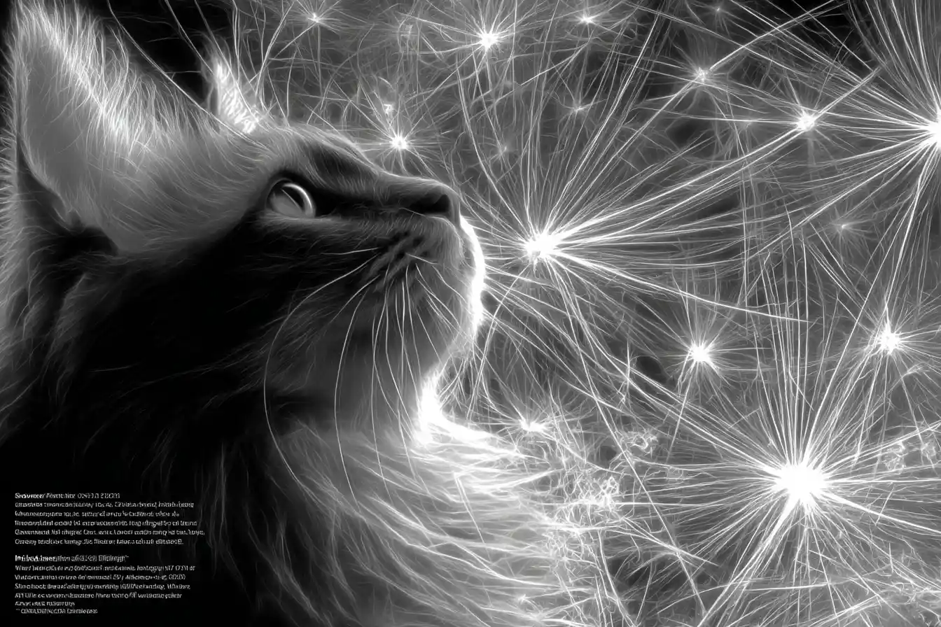Ethereal Cat Silhouette Formed From Glowing Filaments