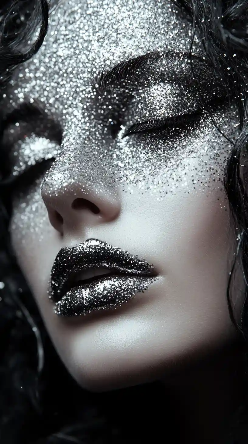 Surreal portrait of a jeweled woman with diamond eyes