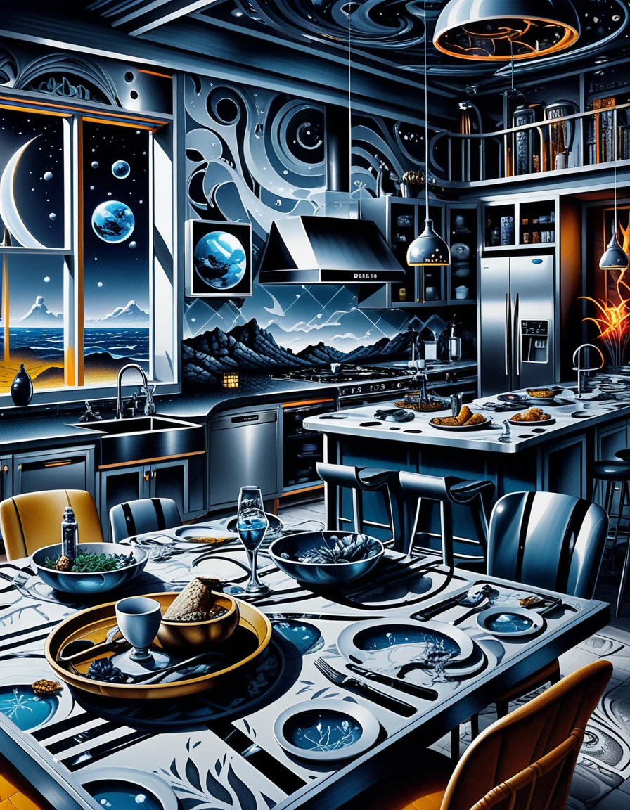 Casa em miniatura isométrica com sala de jantar e quarto superior