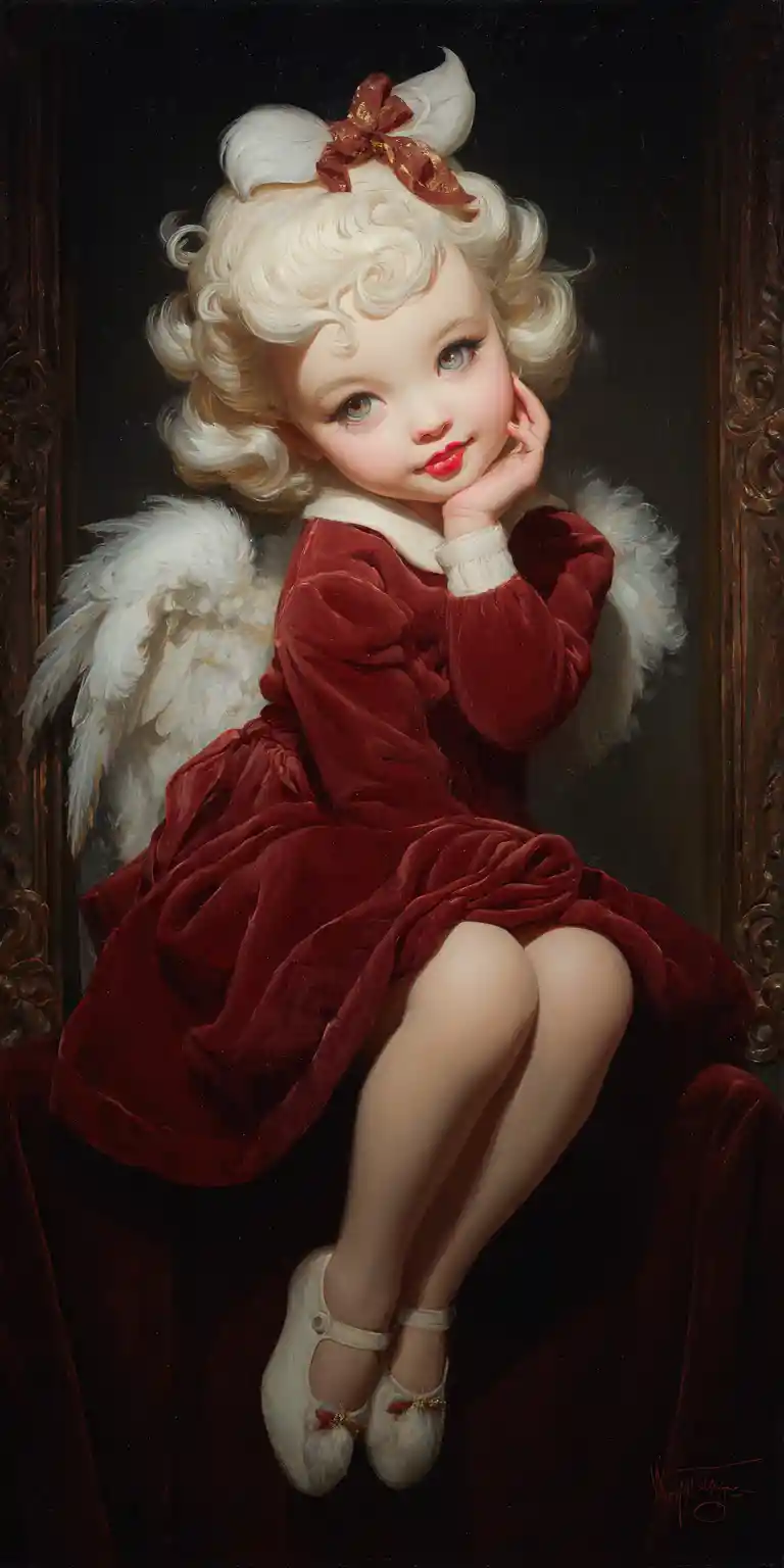 Mythological beauty dressed as a delicate kewpie doll