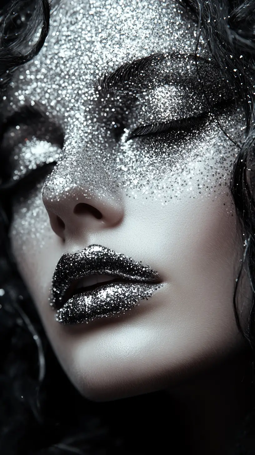 Portrait surréaliste d’une femme parée de bijoux aux yeux de diamant