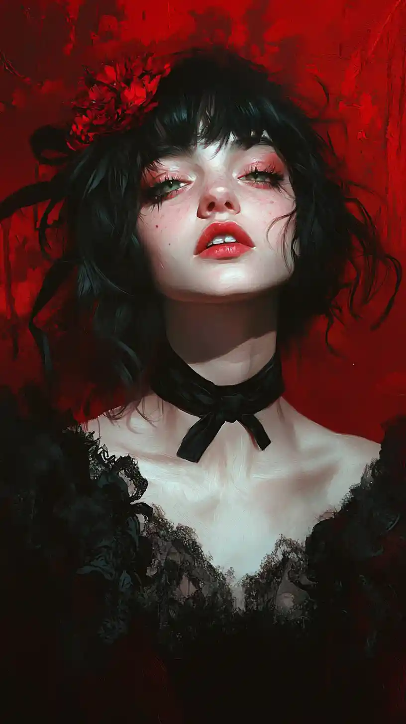 Haunting Italian comic heroine in eerie fantasy portrait