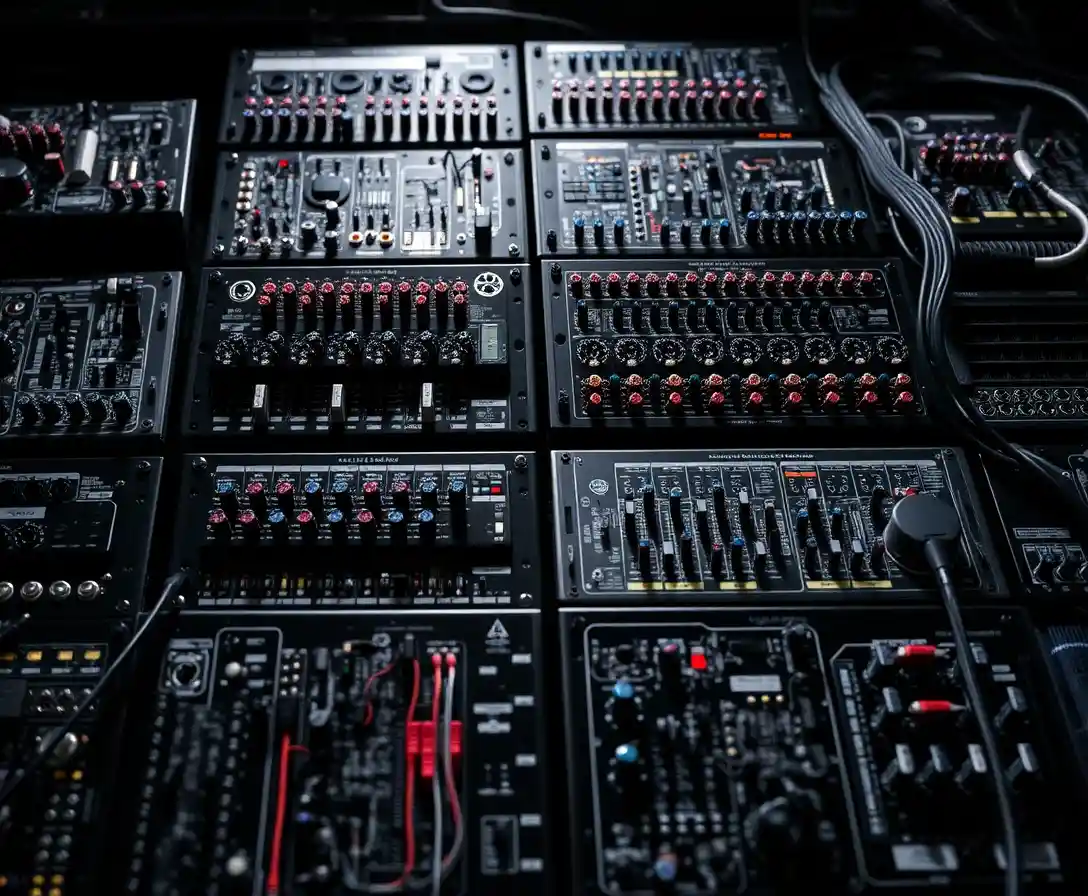Close up of high performance audio crossover circuitry