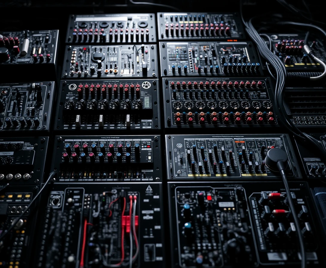 Close up of high performance audio crossover circuitry