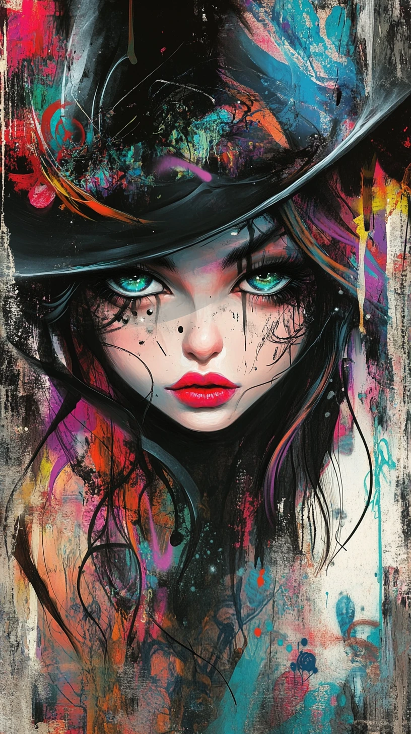 Haunting Italian comic heroine in dark fantasy style
