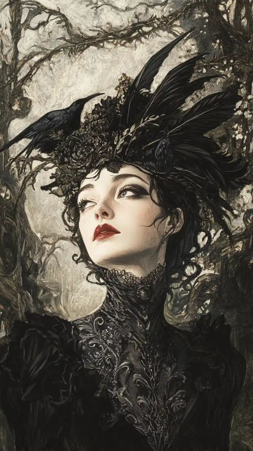Dark Italian comic heroine in eerie fantasy style