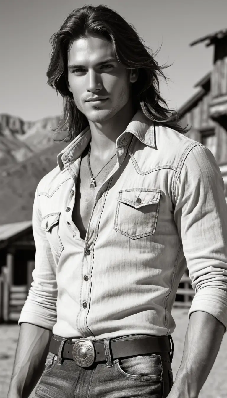 Young man selfie portrait in a wild west landscape