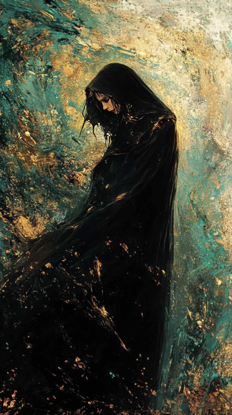 Dark Italian fantasy heroine with a haunting reaper presence