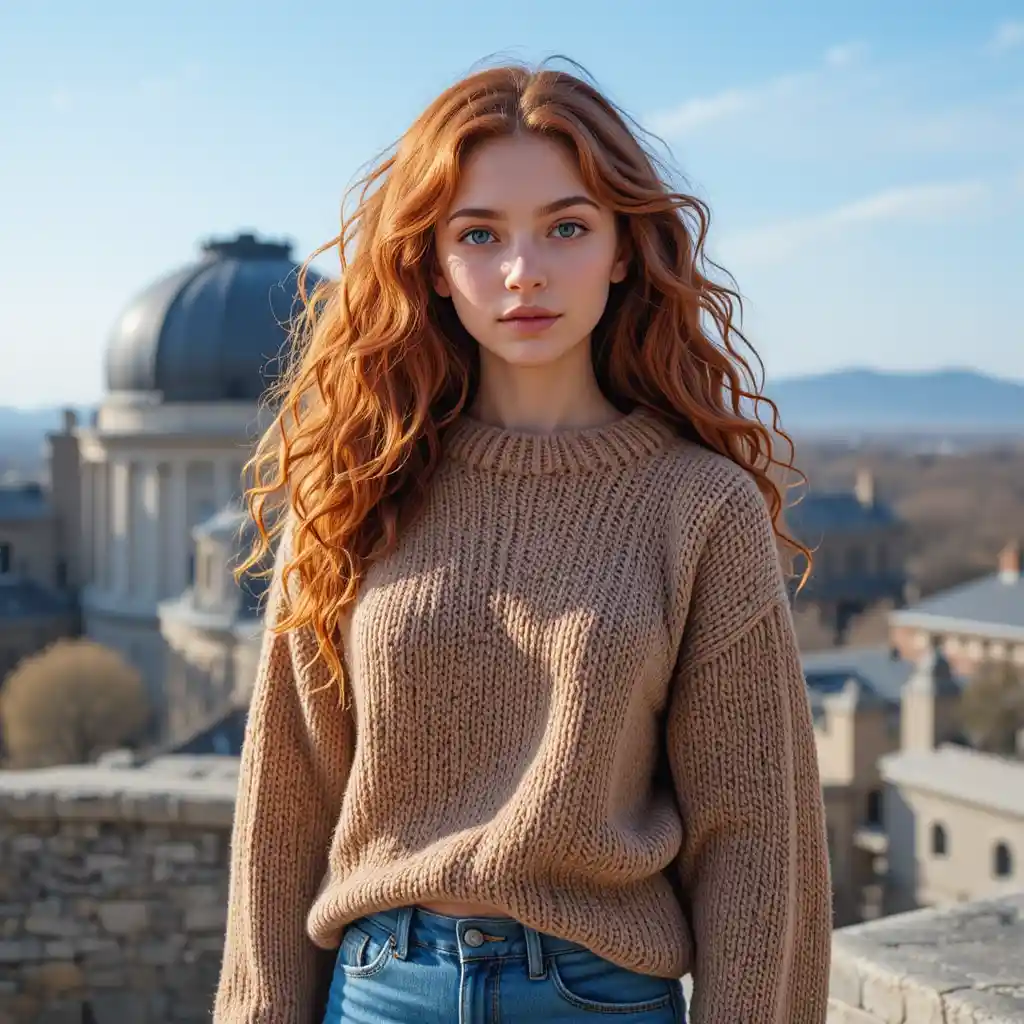 Hermosa chica con heterocromía en un observatorio de Yale