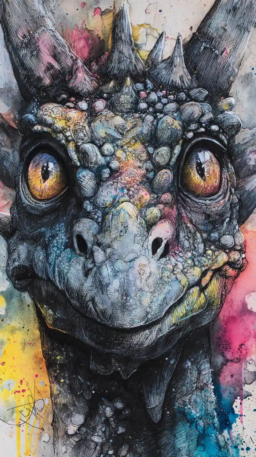 Surreal Dragon With Hypnotic Eyes In A Dreamlike Realm