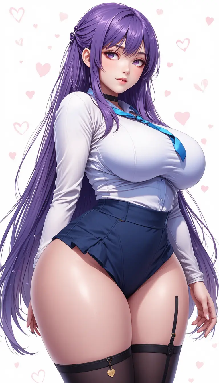 ローアングルから見たタイトな制服姿のアニメ少女