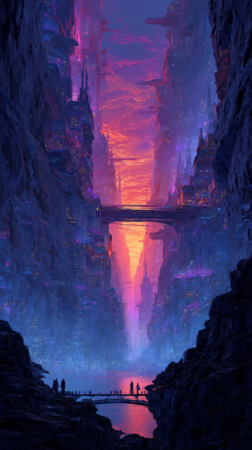 Futuristic Mega City Built Inside A Vast Alien Canyon