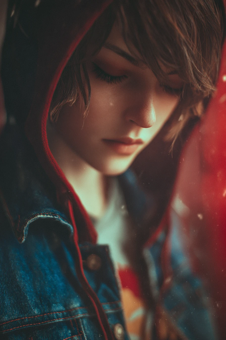 Melancholic female portrait in a Life Is Strange inspired style